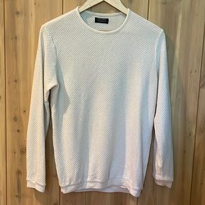 Zara Man Geometric Knit White Light Pullover Sweater